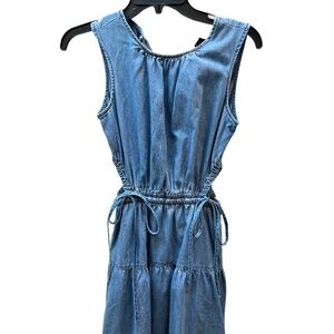 ❤️ GAP DENIM TIERED CUTOUT MIDI SUMMER STYLISH DRESS SIZE XS